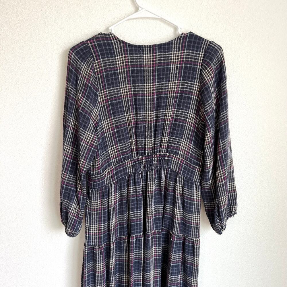 Marine Layer Maeve Purple Plaid Button Trad Dress Women's Size Medium - Picture 8 of 11